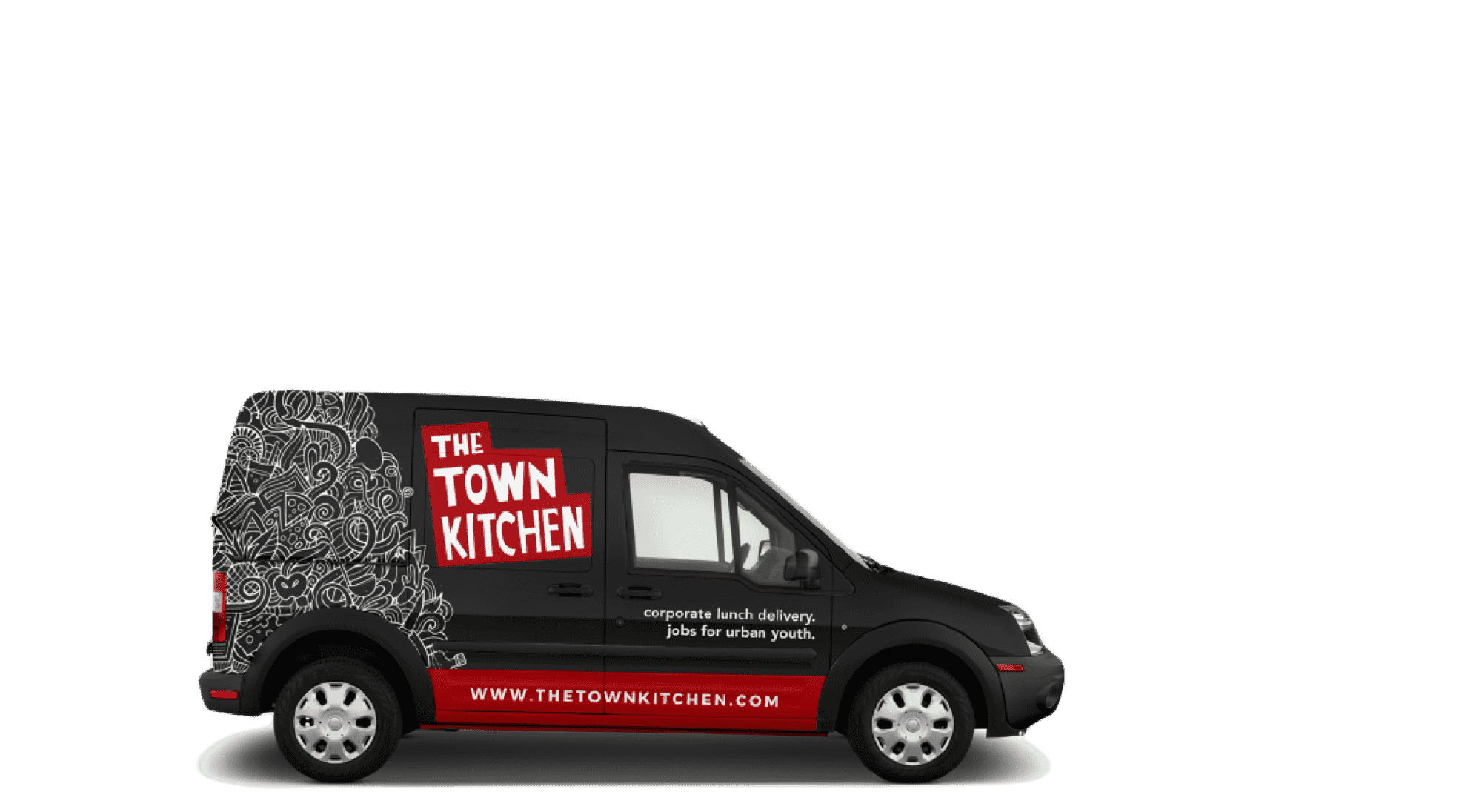 black Sprinter van with advertising design