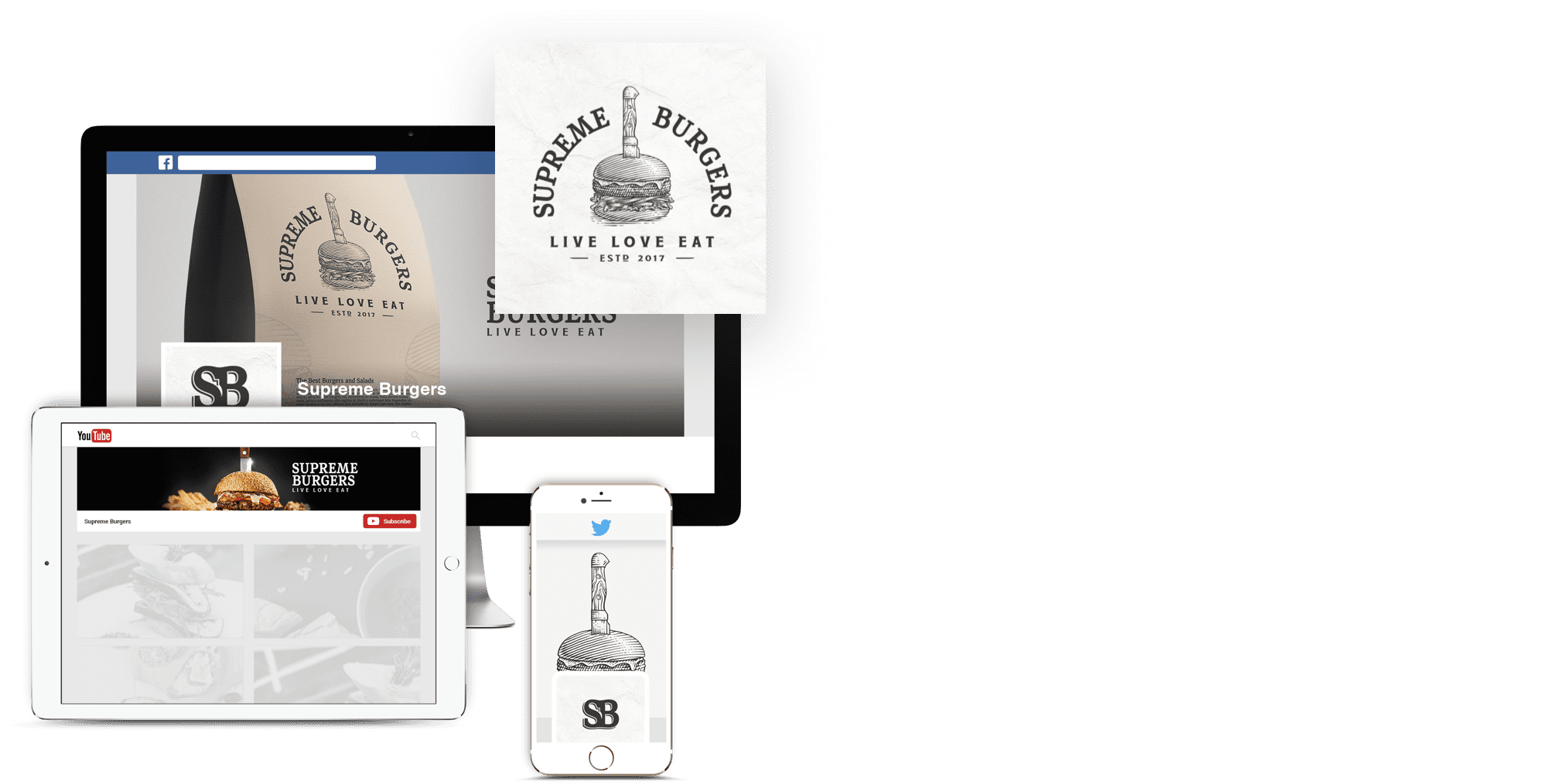 logo noir et blanc au trait sur les réseaux sociaux