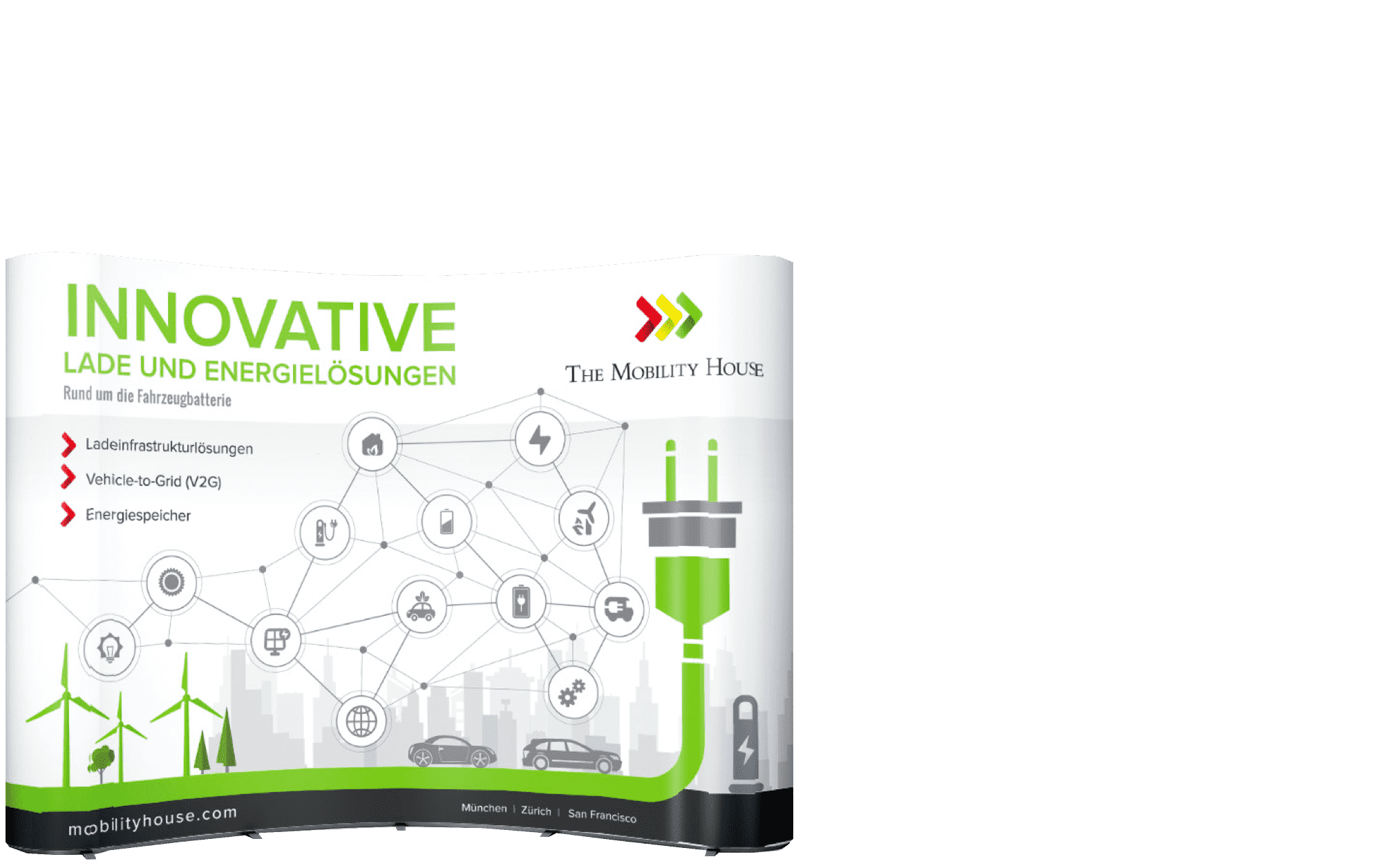 trade show podium, banner and backdrop