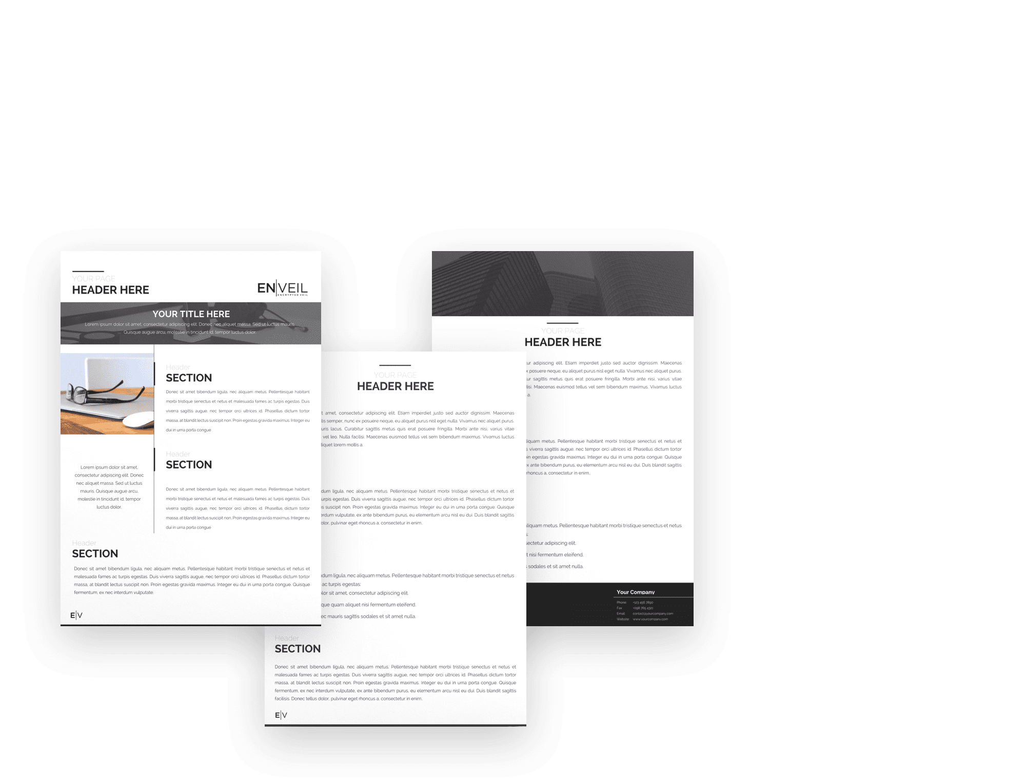 three images of word template options