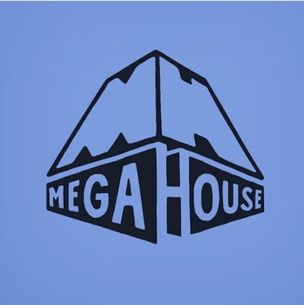 Logo design with animated letters of the brand: 'Megahouse'