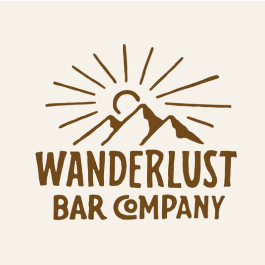 Logo design with the sun behind a mountain for brand: 
Wanderlust Bar Company
