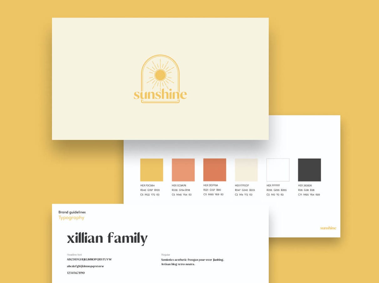 A collection of different brand guides created in a design contest for Sunshine Homewares